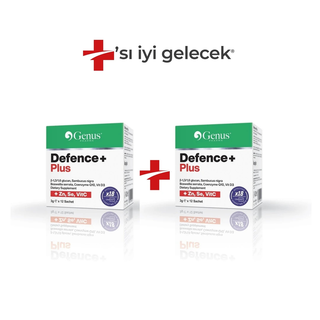 Defence+ Plus Beta Glukan, Kara Mürver, Akgünlük, Koenzim Q10 ve Vitamin D3 İçeren Takviye Edici Gıda