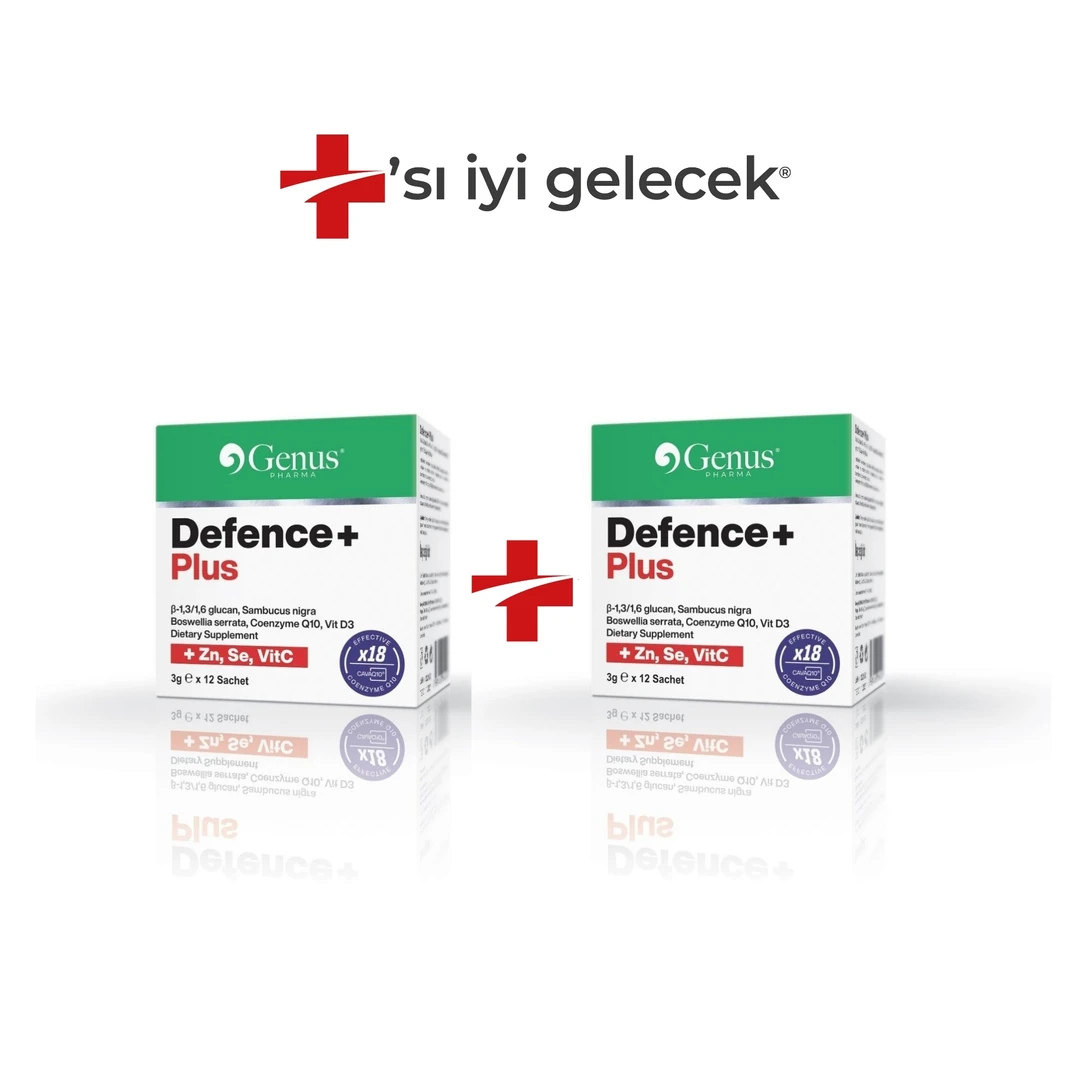 Defence+ Plus Beta Glukan, Kara Mürver, Akgünlük, Koenzim Q10 ve Vitamin D3 İçeren Takviye Edici Gıda