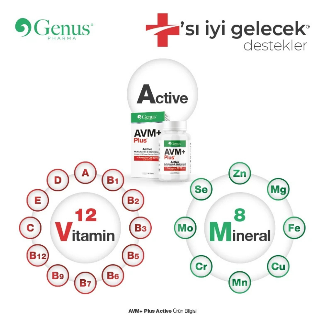 AVM+ Plus® Multivitamin Multimineral ve Koenzim Q10 İçeren Takviye Edici Gıda