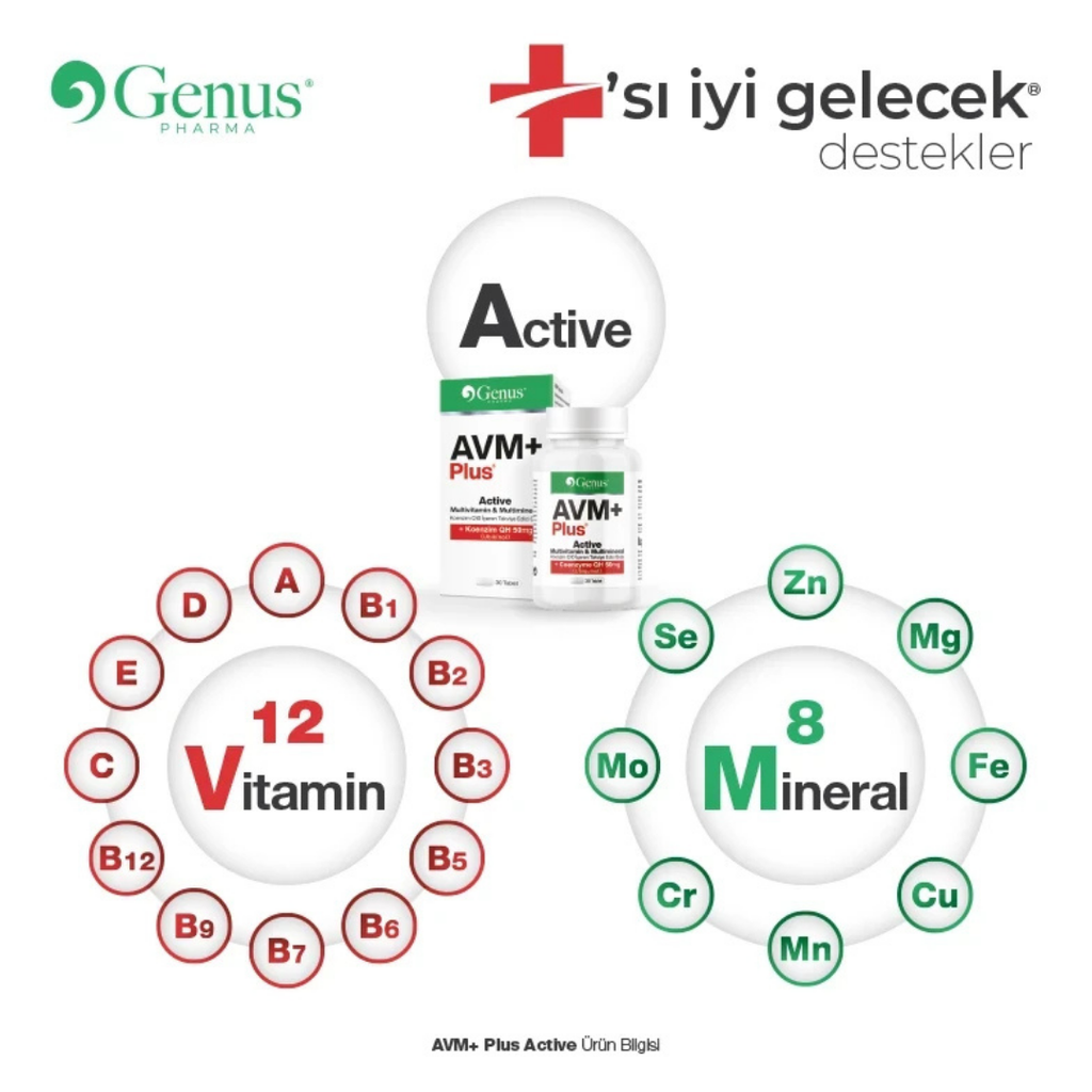 AVM+ Plus® Multivitamin Multimineral ve Koenzim Q10 İçeren Takviye Edici Gıda %35