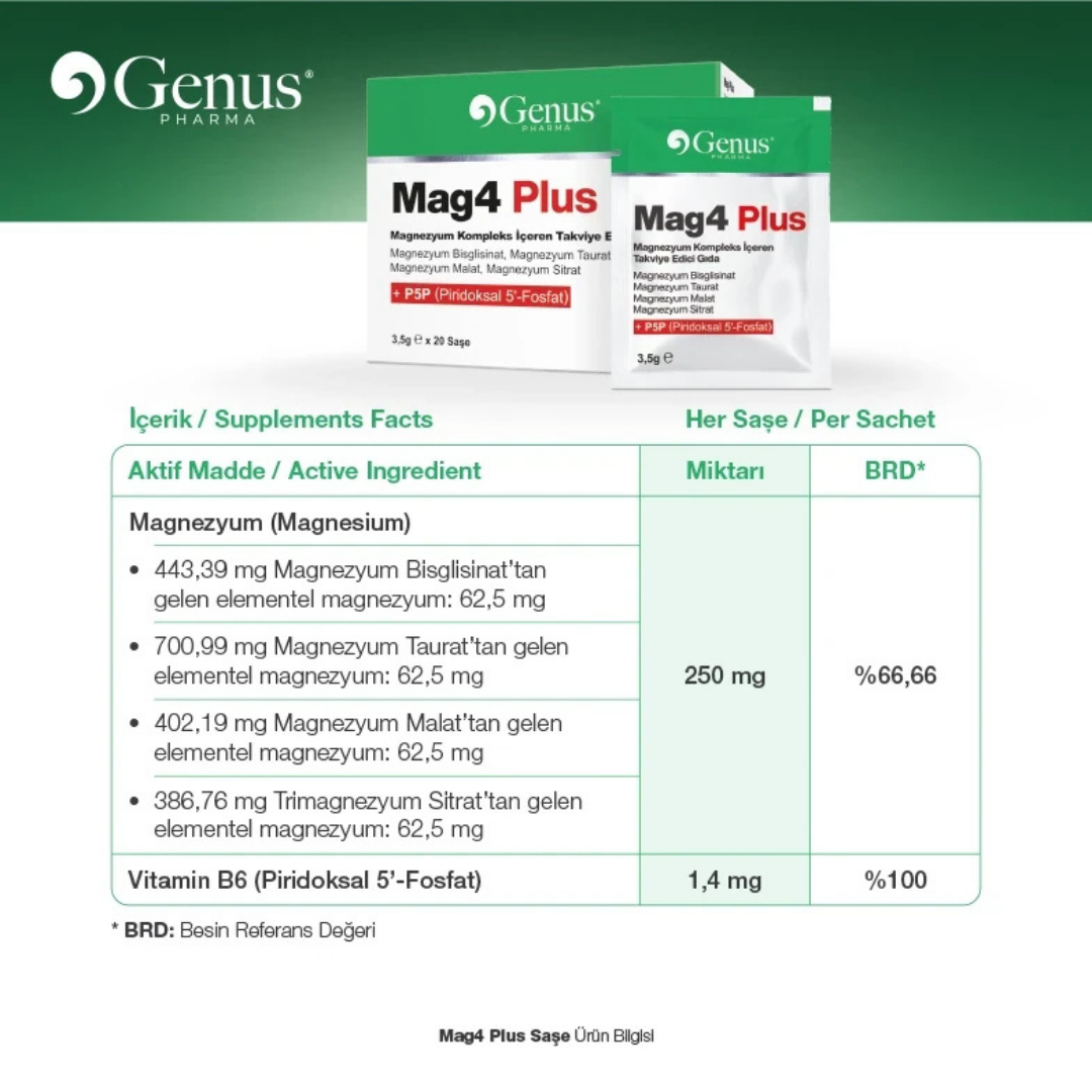 Mag4 Plus® Magnezyum Kompleks İçeren Takviye Edici Gıda